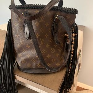 Vintage boho bags bucket bag with fringe